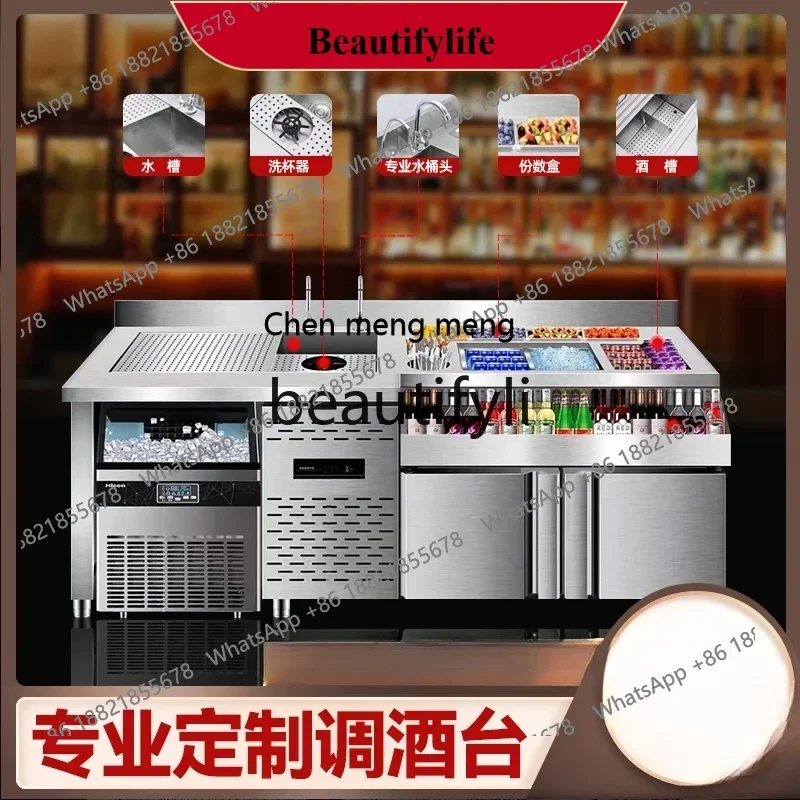 

Барменный стол из нержавеющей стали, верстак, коктейльный бар, полный набор барменского оборудования, рабочий бар