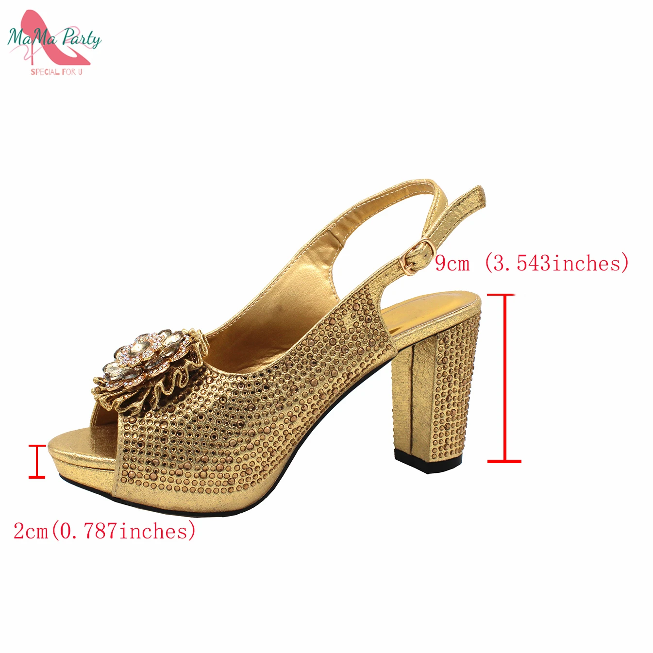 Peep Toe Sandals Matching Bag in Gold Comfortable Heels Shoes with Platform for Wedding Dress