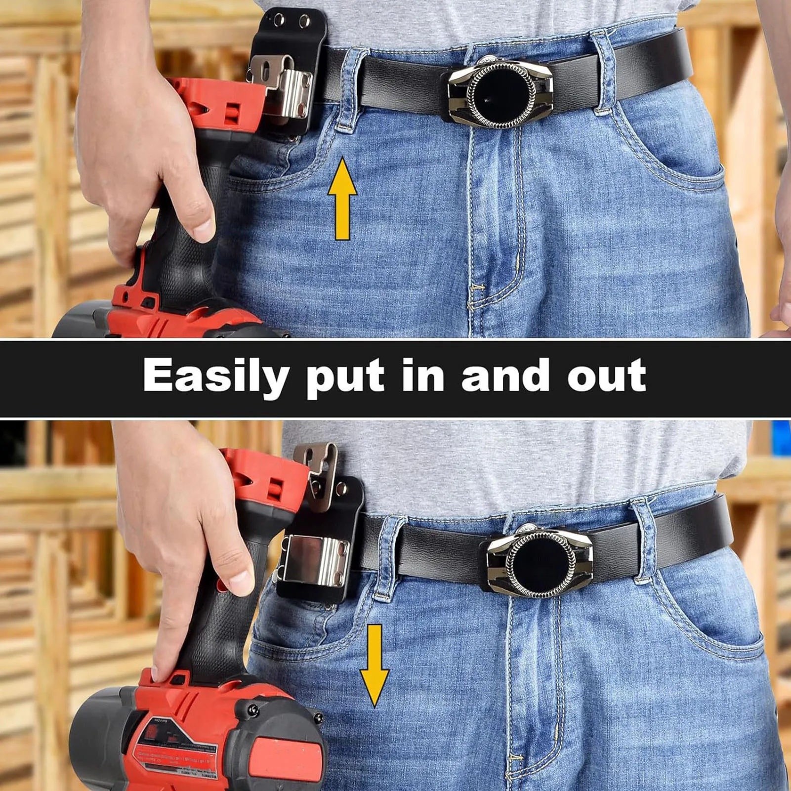 

Drill Belt Holder Stainless Steel Hook Electric Drill Tape Measure Holder Belt Clip for Belts Width Up to 2 Inch Drill Belt Clip