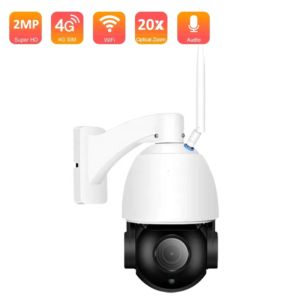 4G PTZ-камера 2MP 30-кратный зум 3G 4G SIM-карта Wi-Fi Домашняя безопасность 4g Камера видеонаблюдения для наружного наблюдения Wi-Fi Камера 5MP