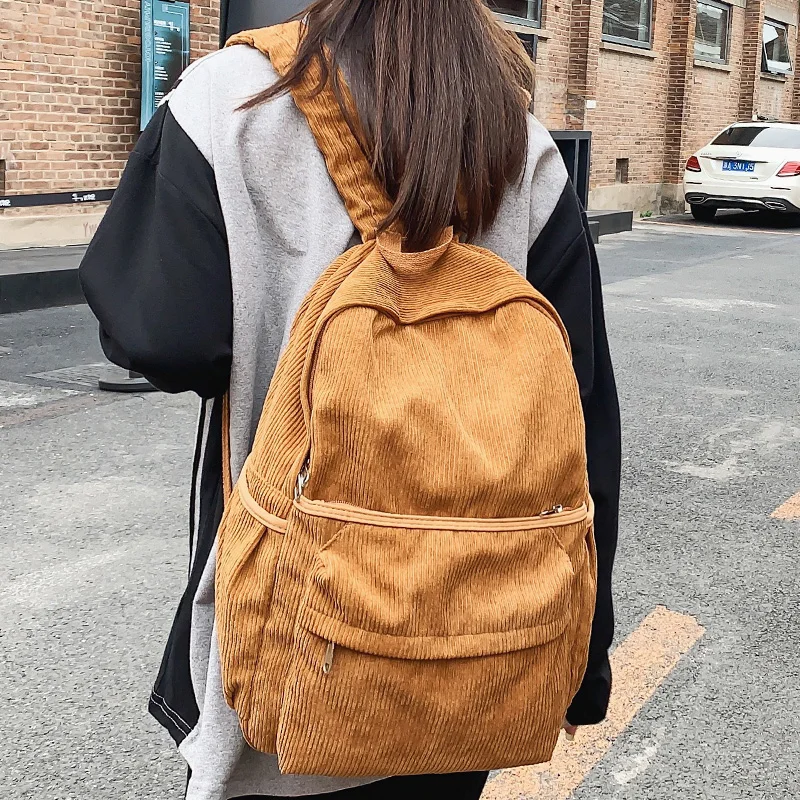 Fashion Ladies Male Corduroy Vintage College Backpack Girl Boy Travel Leisure Retro Book Bag Female Laptop Men Women School Bags