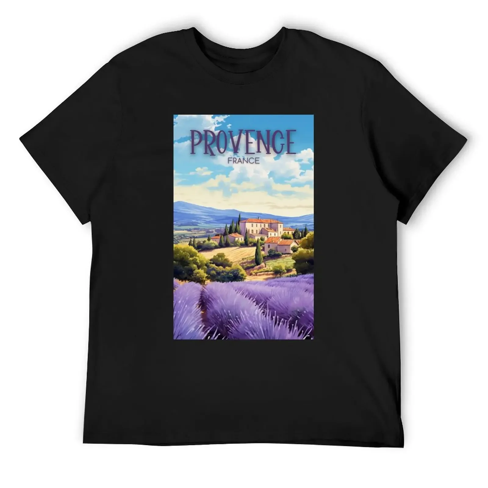 

A Watercolor Illustration of Provence - France T-Shirt shirts graphic summer top Aesthetic clothing mens graphic t-shirts funny
