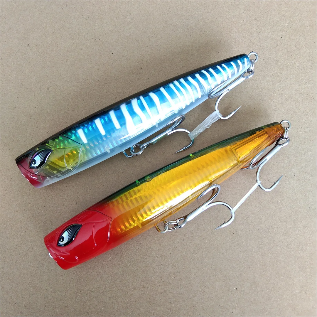 2pcs 165mm 68g Giant Popper Wobbler Topwater Trolling Artificial Plastic Hard Bait Durable Fishing Lure for Catching Big Fish