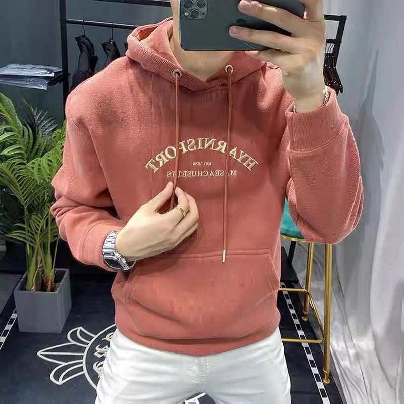 

2025 Spring and Autumn New Hooded Sweater Men's Fashion Trendy Hooded Sweater Men's Long Sleeve Loose Casual Pullover