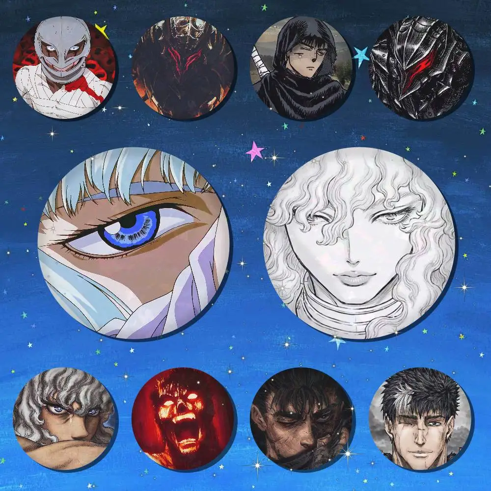 A-be-es-rserk-s Cute Cool Round Pin Badge Set For Anime Game Music  Fans Backpack Denim Jacket Hat Decoration