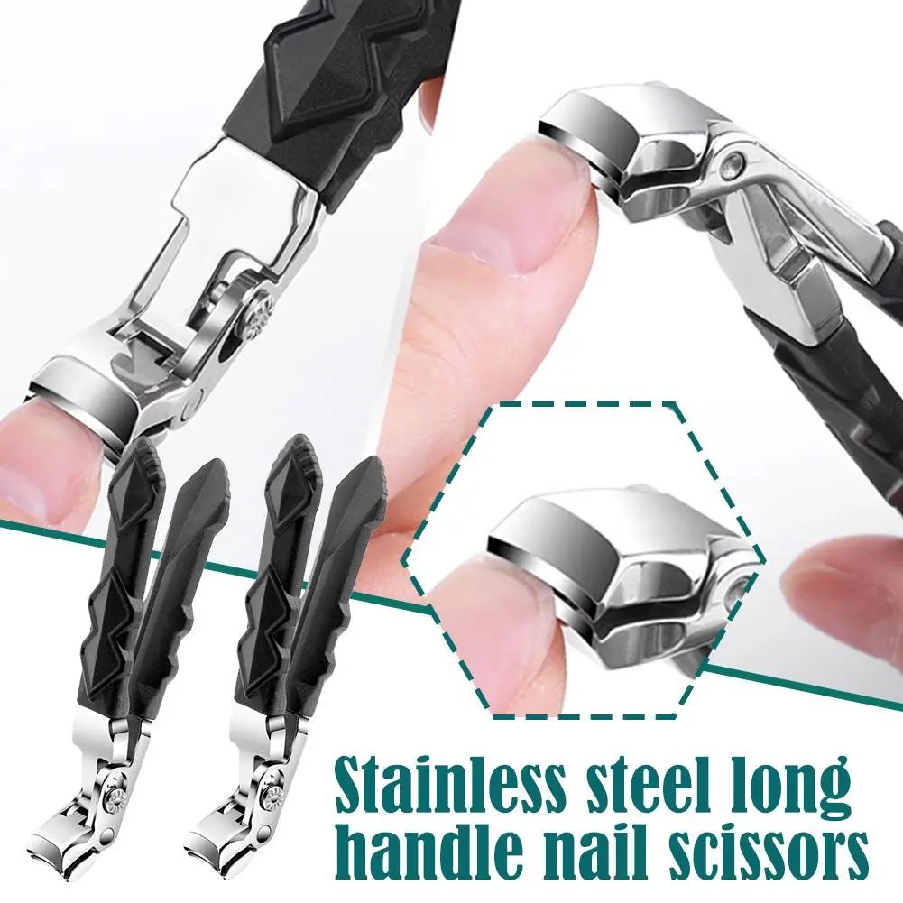 1Pc Angled Head Nail Clippers Ergonomic Toenail Nails with Nail Steel Thick Catcher Trimmer Cutter Premium Clippers F4W1