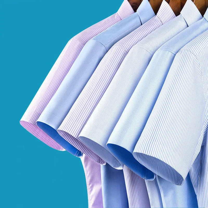 Men's Summer Branded Office Workwear Shirts Premium Striped Plaid Business Casual Short Sleeve Shirt Plus Large Size KOACUS