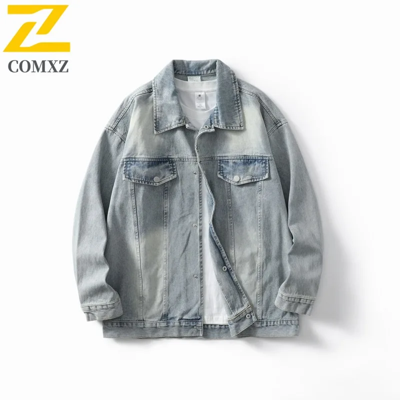 

COMXZ Men Denim Jacket Retro Stylish Travel Walking Comfortable High-Quality Daily Camping Biker Jacket Outdoor Hiking Outerwear