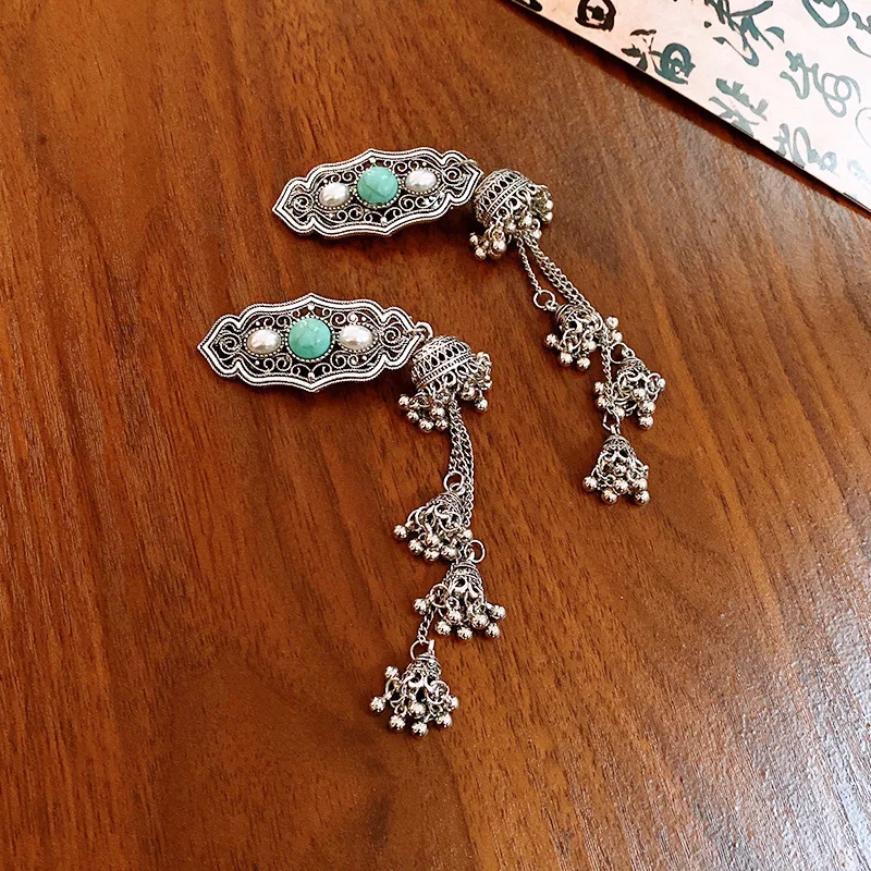 البيضاوي جولة الراين نمط جرس هامش مقاطع الشعر للنساء العرقية الجانب هامش منقار البط كليب نيو النمط الصيني اكسسوارات #2