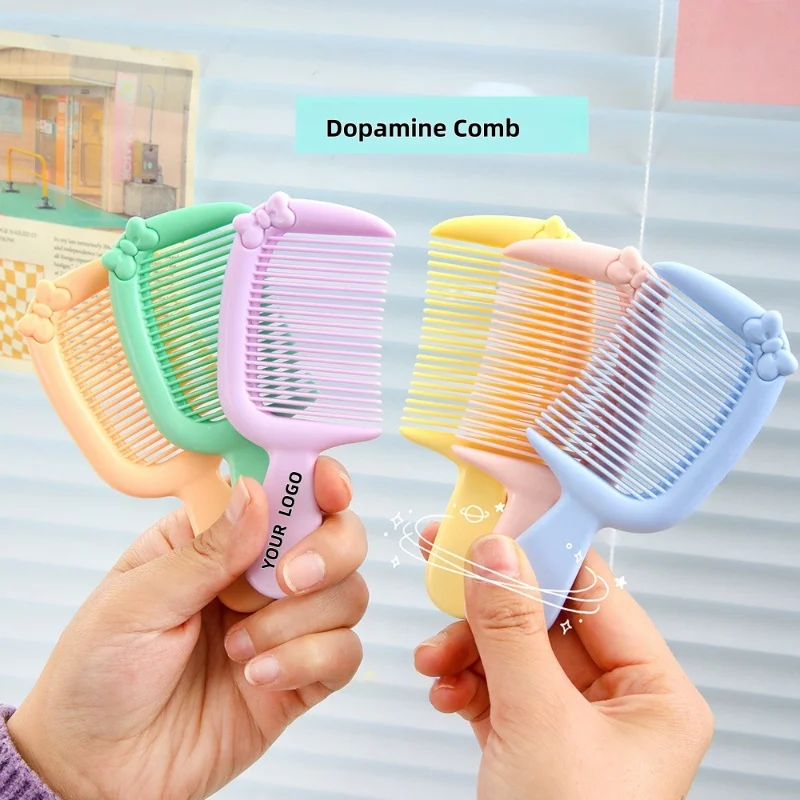 【Logo Custom】50Pcs Customized New Cartoon Cute Bow Mini Comb for Easy Carrying Small Batch Customization and Wholesale