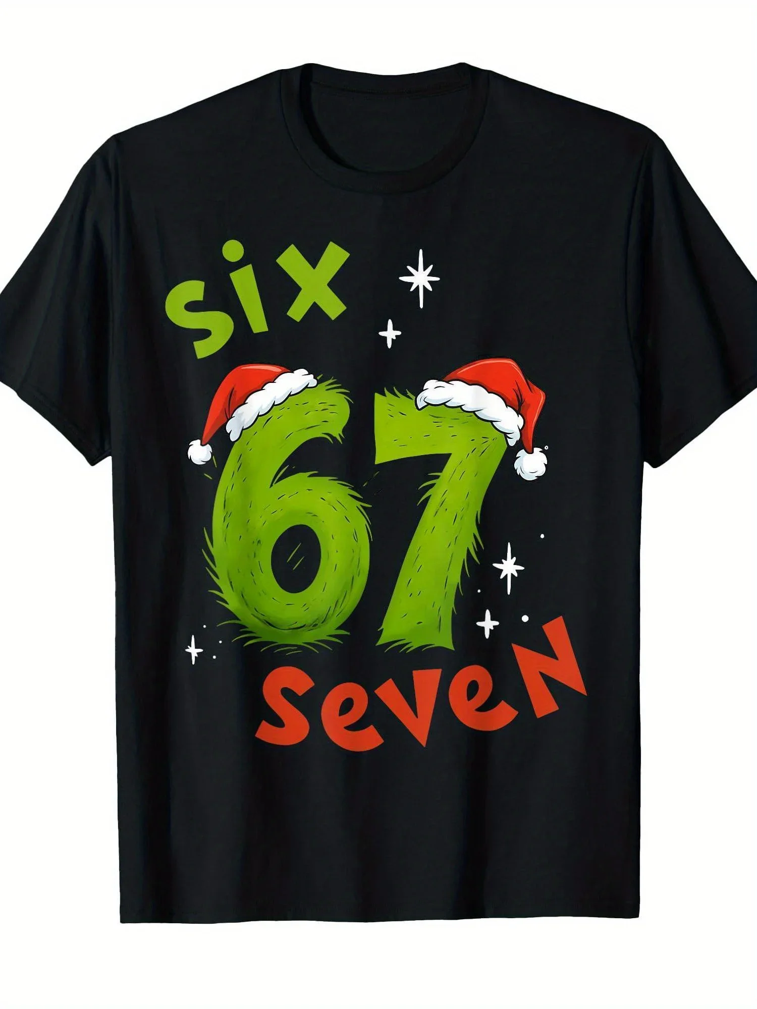 

Interesting 67 digit pattern and snowflake Christmas front print, men's short sleeved T-shirt