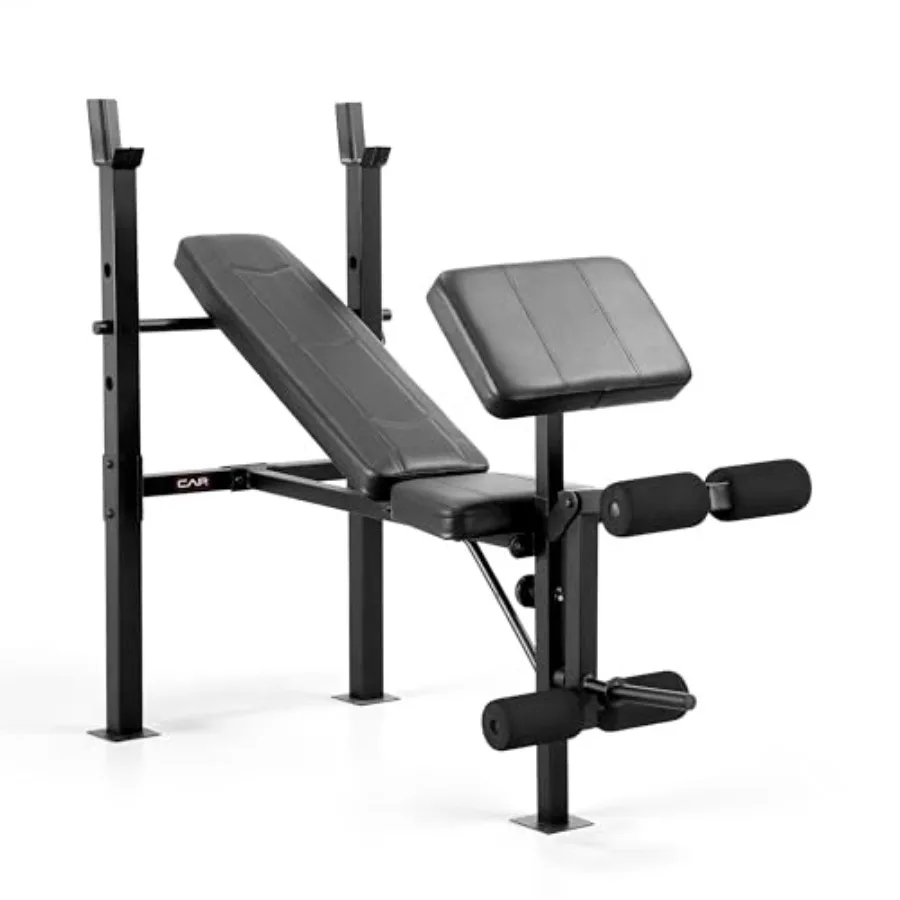 CAP Standard Weight Bench with Preacher Pad Adjustable Bench Press Station with 4 Backrest Positions Leg Developer Steel Frame