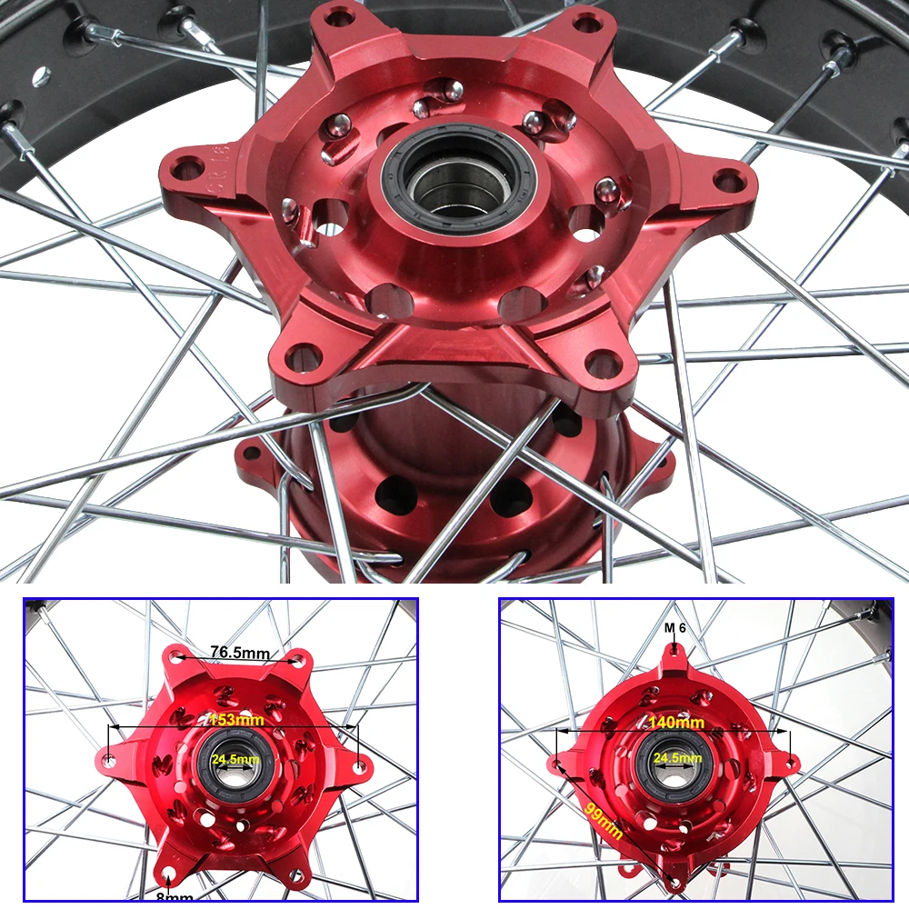 Motocross Front 3.00x17" Rear 3.50x17" 17 inch Spoked Wheels Rims Hub Set For KTM EXC EXC-E SX SX-F XCW 150 200 250 300 350 450 - view 5