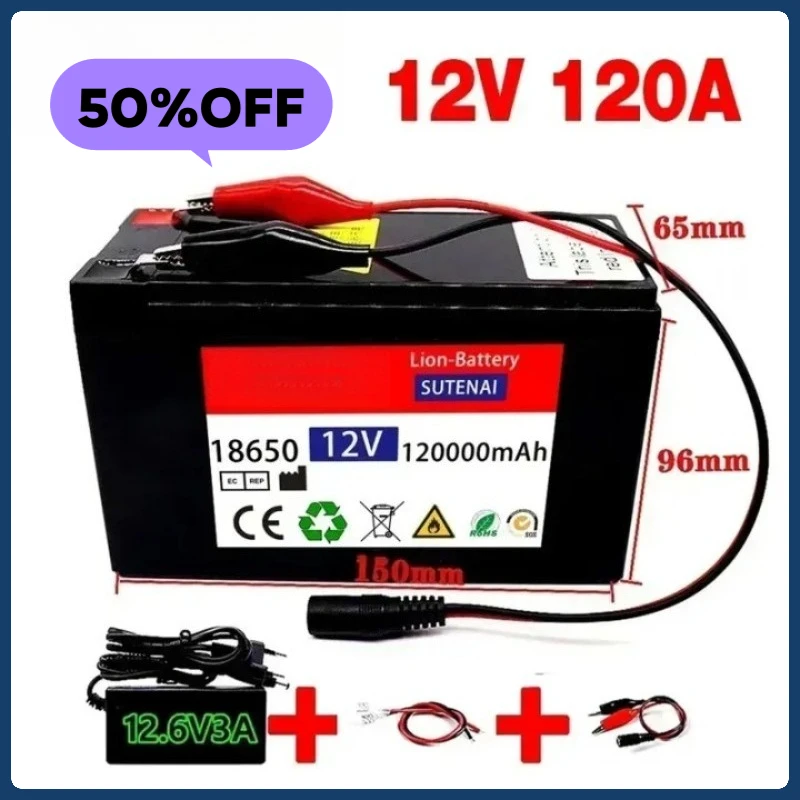 

12V 120Ah 3S6P 18650 Lithium Battery Pack Sprayers Trolleys and Children's Electric Vehicles