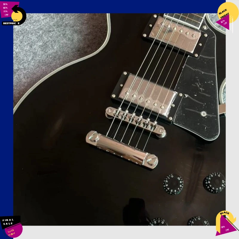 Free Delivery LOP Silver Label Double White Border Bright Black Gold Electric Guitar Accessories HH Pickup Solid Wood Body