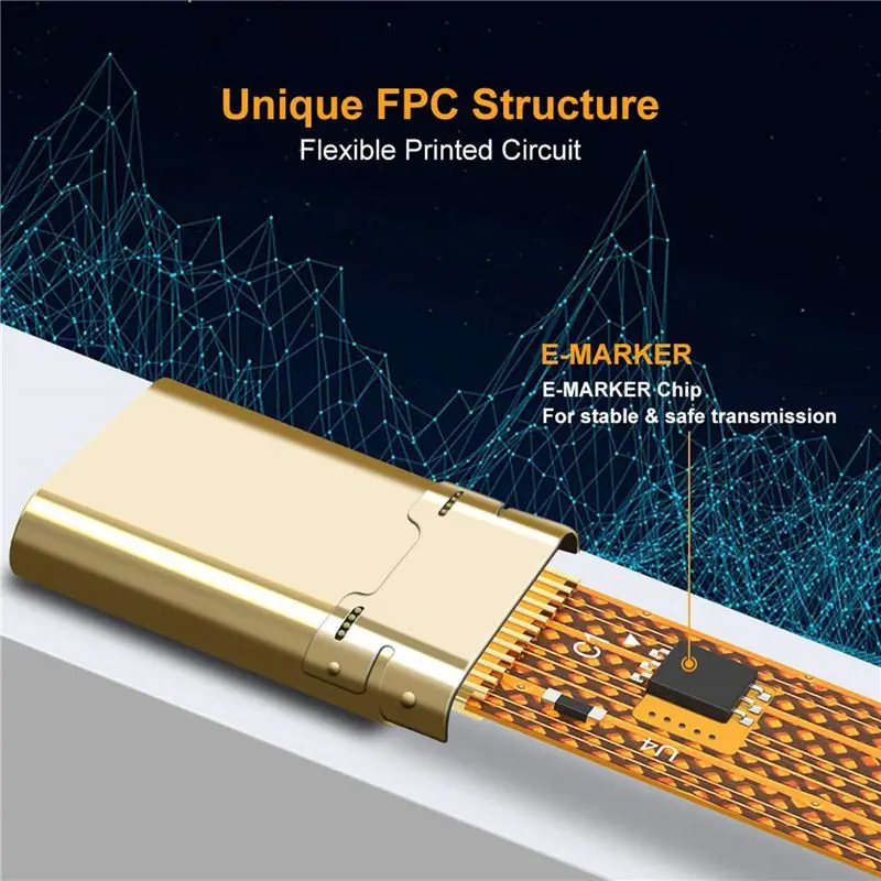 ABKQ-5X 4K USB-C 3.1 Gen 2 Cable 10G Emark Chip Short Type C USB-C To USB-C Video Sync Cable PD 60W 4K Video