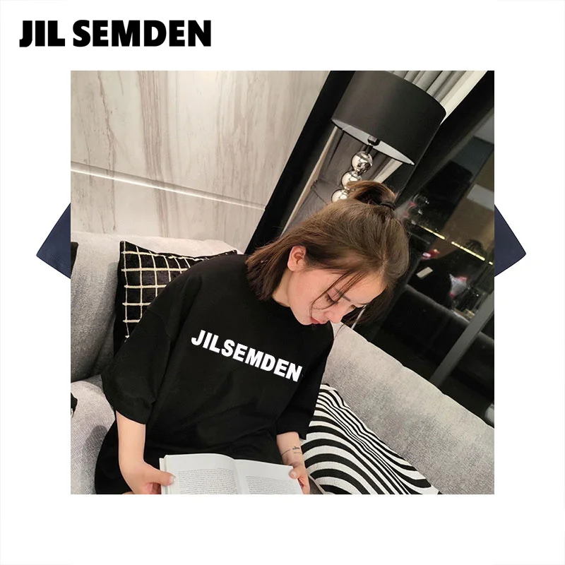 JIL SEMDEN brand loose men's and women's casual T-shirt, couple, Japanese and Korean round neck, same style, white, 2024 summer