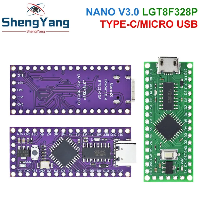 LGT8F328P-LQFP32 MiniEVB TYPE-C MICRO USB Compatible With ATMEGA328 Nano V3.0 LGT8F328P CH9340C / HT42B534-1 SOP16 For Arduino