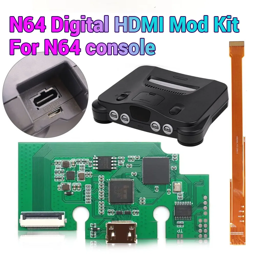 Hispeedido Digital High Definition HDMI TV Kit PCB Mod For N64 with OSD Menu 8 Color Modes 3 Selectable Aspect Ratios