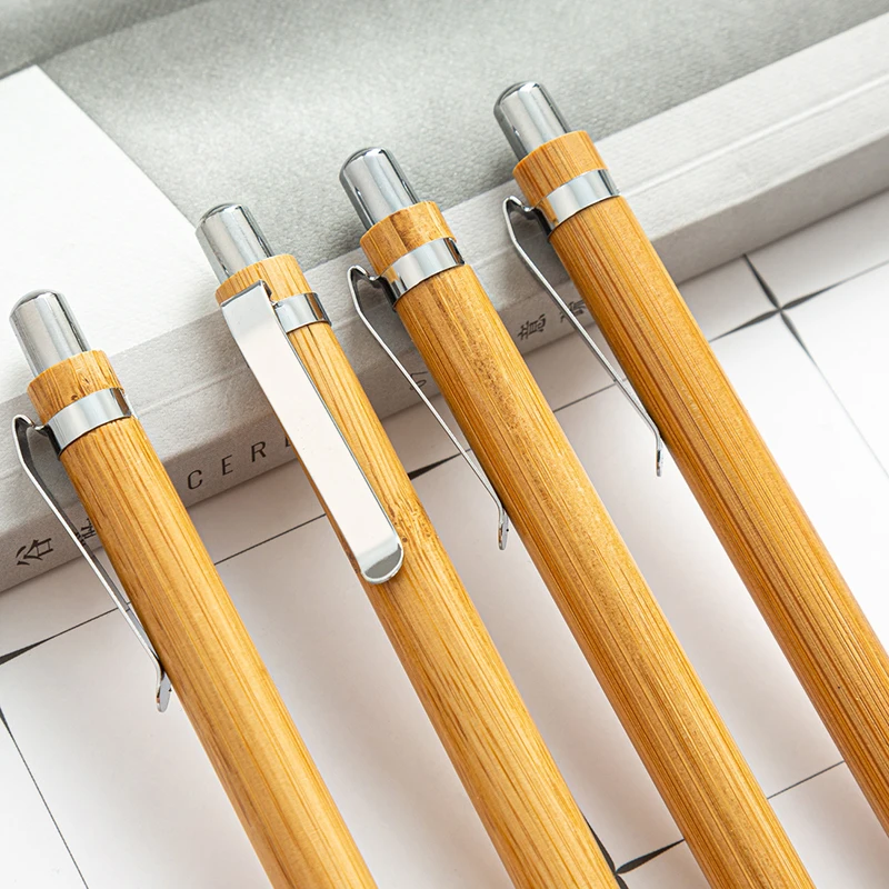 Classic Fashion Bamboo Wood Ballpoint Pen Press Signature Pens Cute Pens Office Supplies Student Learning Stationery Wholesale