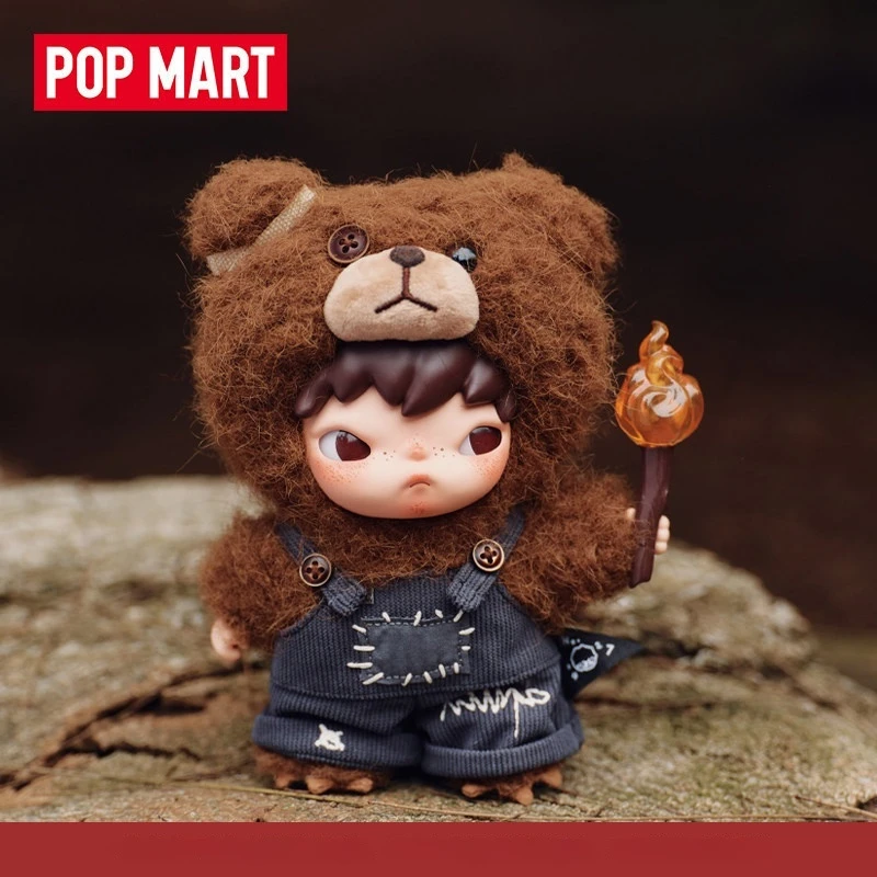 pop-mart-hirono-living-wild-plush-doll-bear-costume-with-torch-collectible-desktop-decoration-toy-gift-for-kids-and-anime-fans