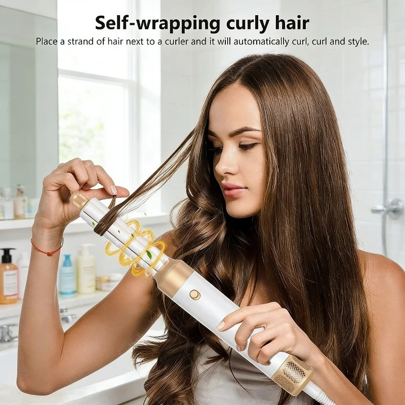 

7 In 1 Hair Dryer Brush Brushless High Speed Hair Dryer with Diffuser Ionic Blow Dryer Hot Air Styling Comb Auto Hair Curler