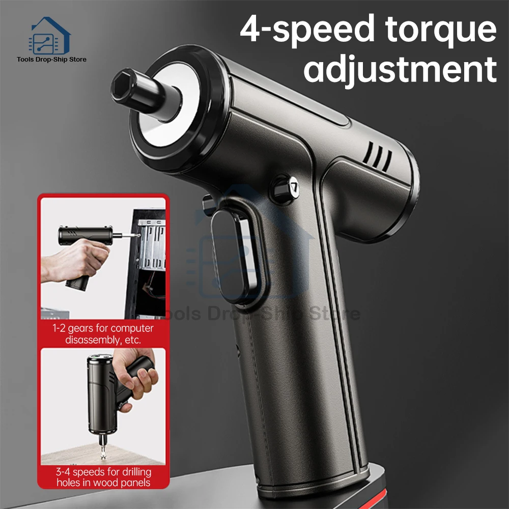 Mini Cabeça de Fenda Elétrica Multifuncional Torque de Velocidades Ajustável Recarregável Agregado Familiar Agregado Familiar Casa 4.2v