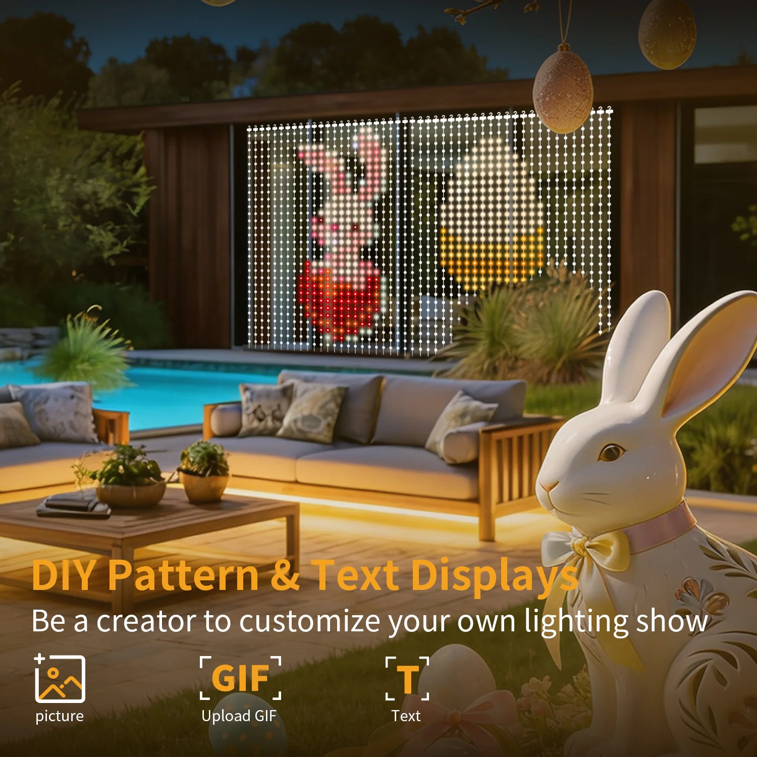 Smart Curtain Lights,400LED,APP Control, DIY Pattern Music,Warm Gift,Wedding Family Party Decor.