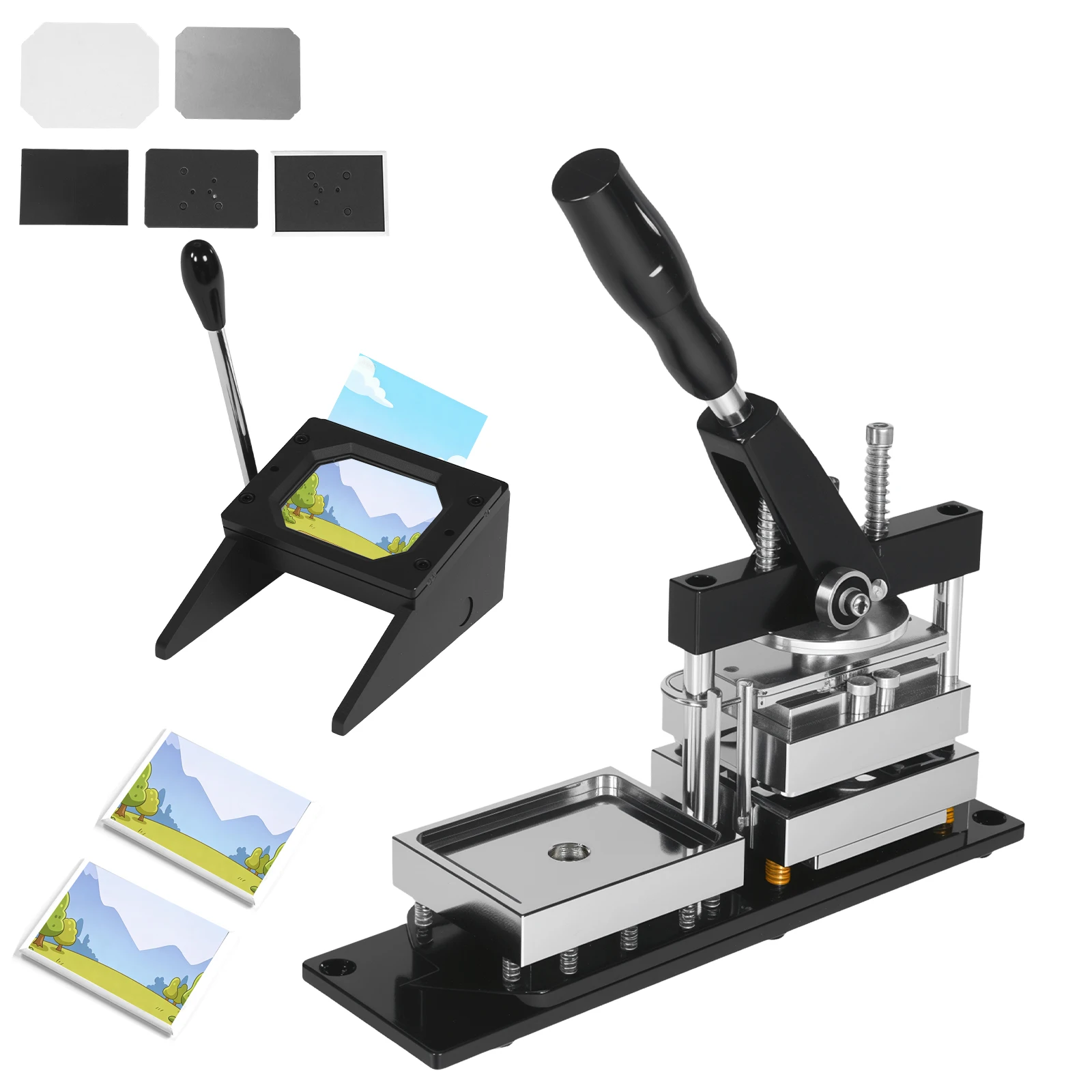 

3.5x2.5in Rectangle Badge Press Machine with Paper Cutter & 100 Sets Supplies DIY Badge Maker for Crafts Personalized Gifts