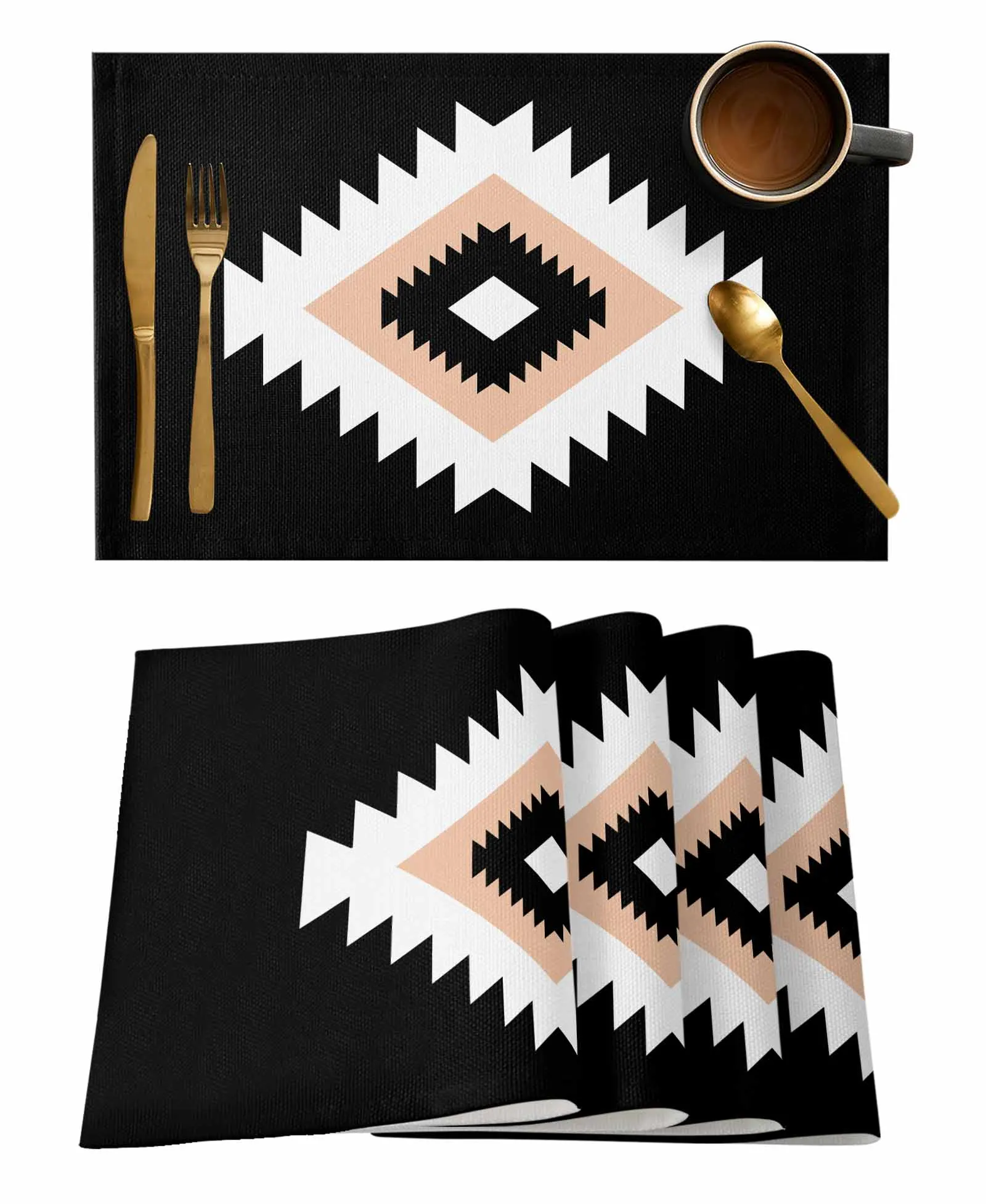 Bohemian Moroccan Black Table Runners for Wedding Party Kitchen Dining Table Decor Coasters Home Tablecloth Table Mat