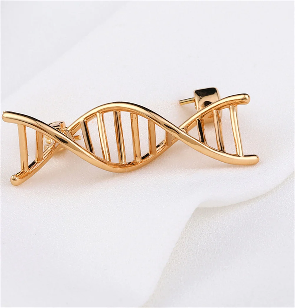 DNA Double Helix Enamel Brooch Gold Color Medical Biology Research Series Pins Fashion Jewelry Lapel Badge Nurse Doctor Gift