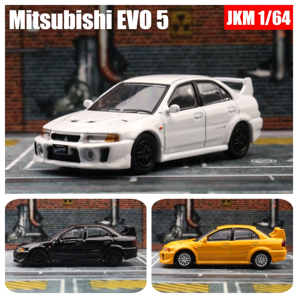 1:64 Mitsubishi Lancer Evolution V EVO 5 Toy Car 1/64 JKM Diecast Metal Super Sport Vehicle Model Miniature Collection Gift