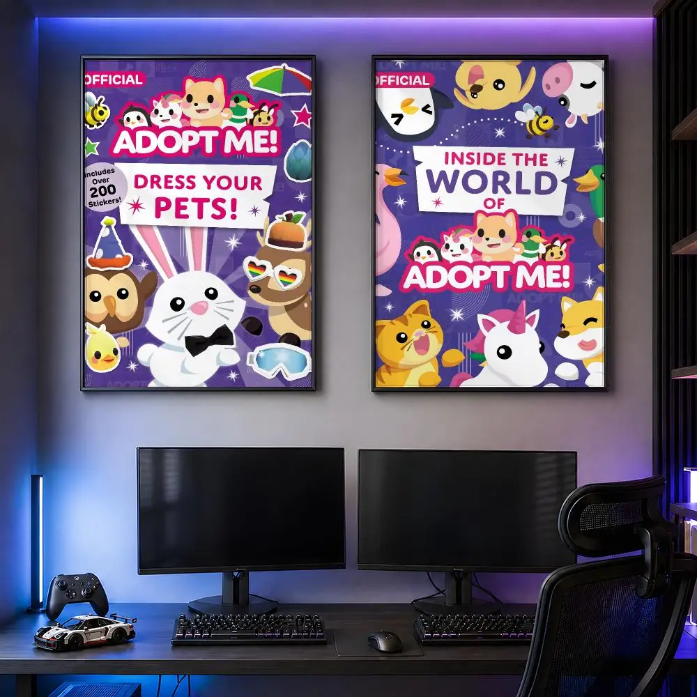 Game Adopt Me Kawaii Poster PP Self Adhesive Modern Decorative HD for Garage gaming room living room Gift