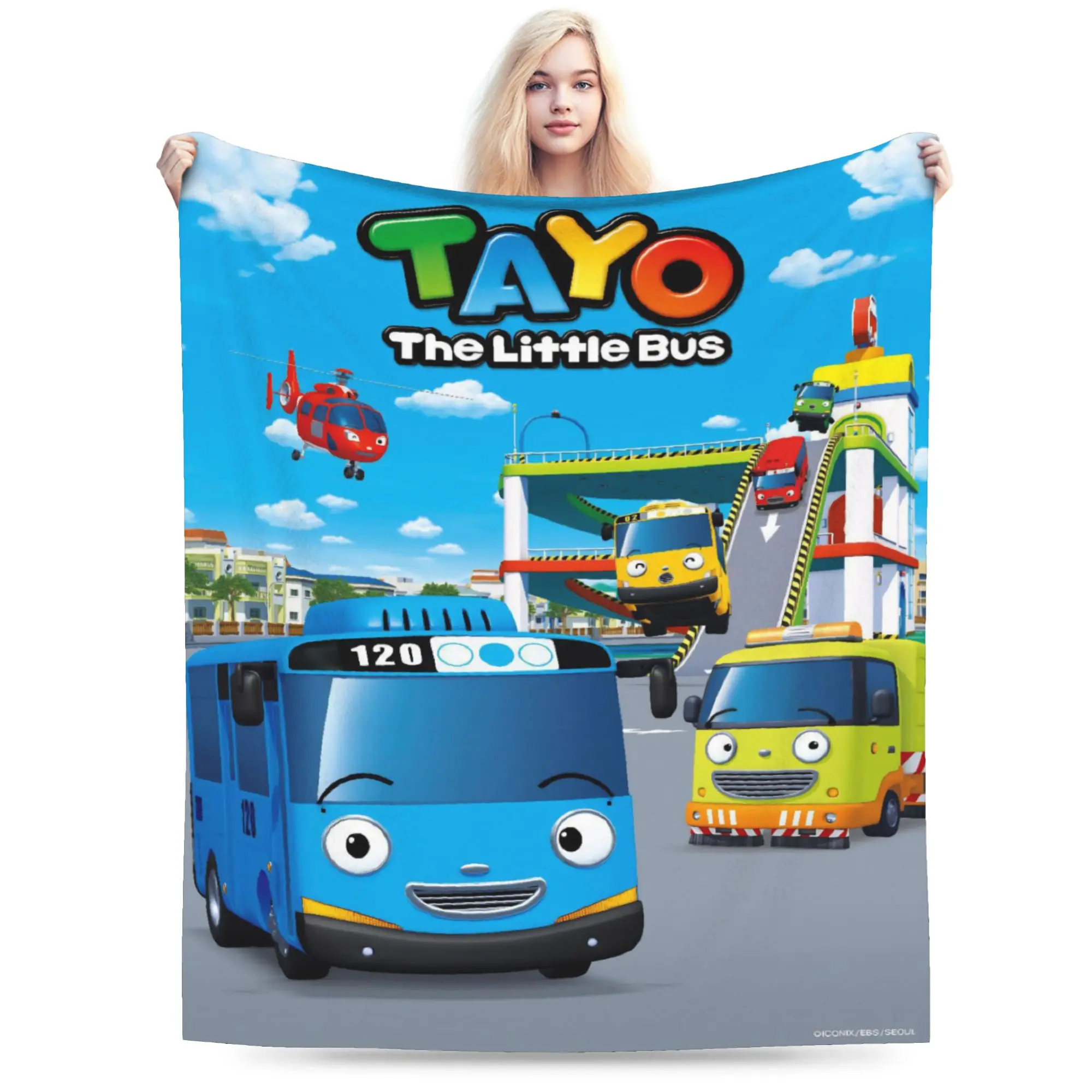 Tayo The Little Bus  Blankets Flannel  Cozy Lightweight Thin Throw Blankets for Sofa Quilt