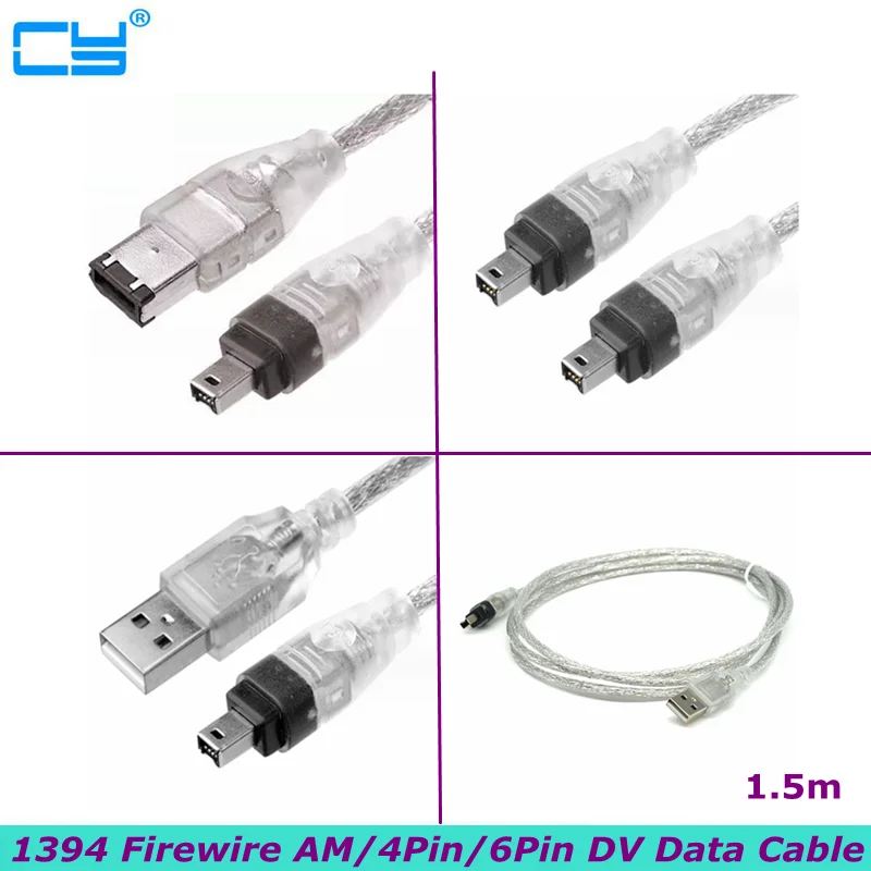 High Speed for DV Cameras IEEE 1394 Firewire Cable USB 2.0 to 4pin & 4pin to 6pin & 4pin to 4pin iLink IEEE 1394B Cable