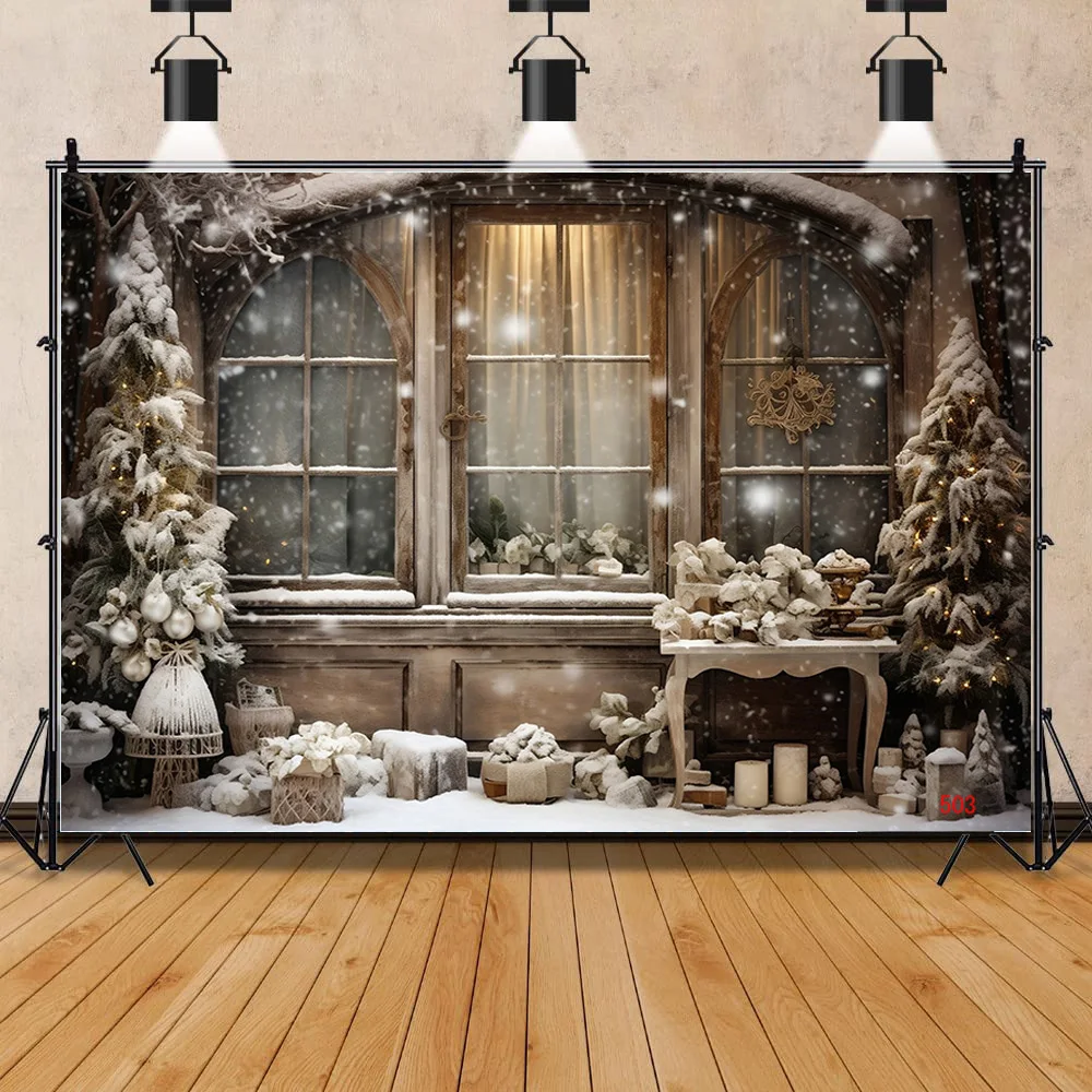 

Vinyl Custom Christmas Day Fireplace Photography Backdrops New Year Candy Chimneys Store Ball Window Studio Background WW-57