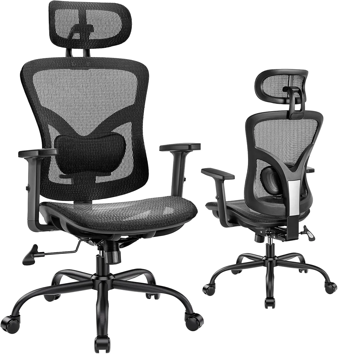 

Ergonomic Mesh Office Chair: Mesh Computer Desk Chair with Adjustable Lumbar Support, 2D Headrest & Up and Down Armrest