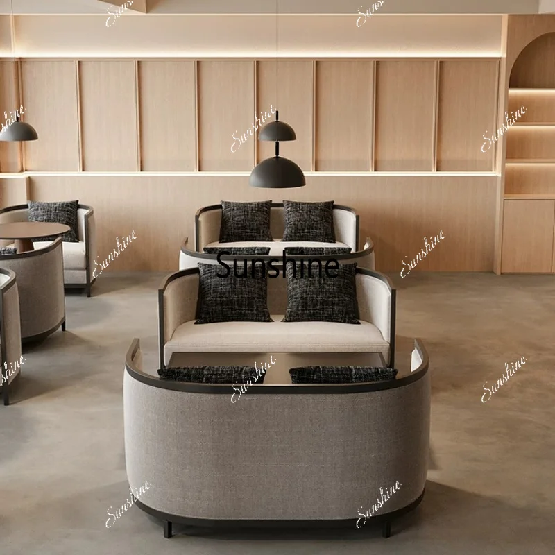 Light luxury hotel lobby lounge area reception booth sofa chair