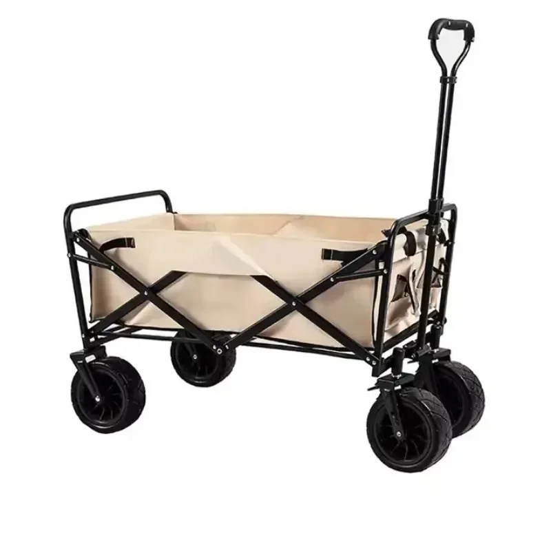Camping Folding Hand Push Outdoor Travel Mini Folding Portable Trolley 4 Wheels Camper