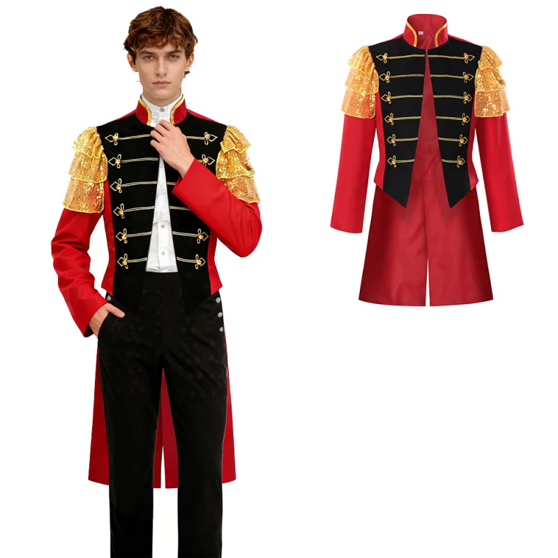 

Halloween Holiday Cosplay Outerwear Jacket Tailcoat Circus Performance Ringmaster Stage Dress Fancy Men Carnival Costume