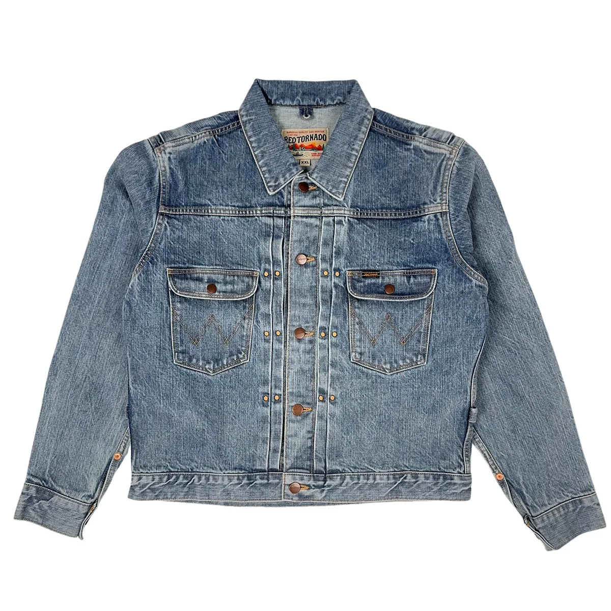 Red Tornado Vintage Indigo Denim Jacket Men Slim Fit