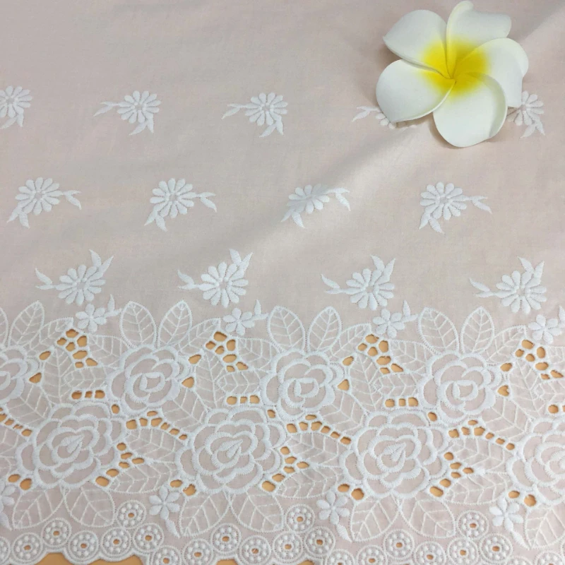 

Floral Embroidered Cotton Fabric for Dress Kids DIY Sewing Craft Supplies By The Yard