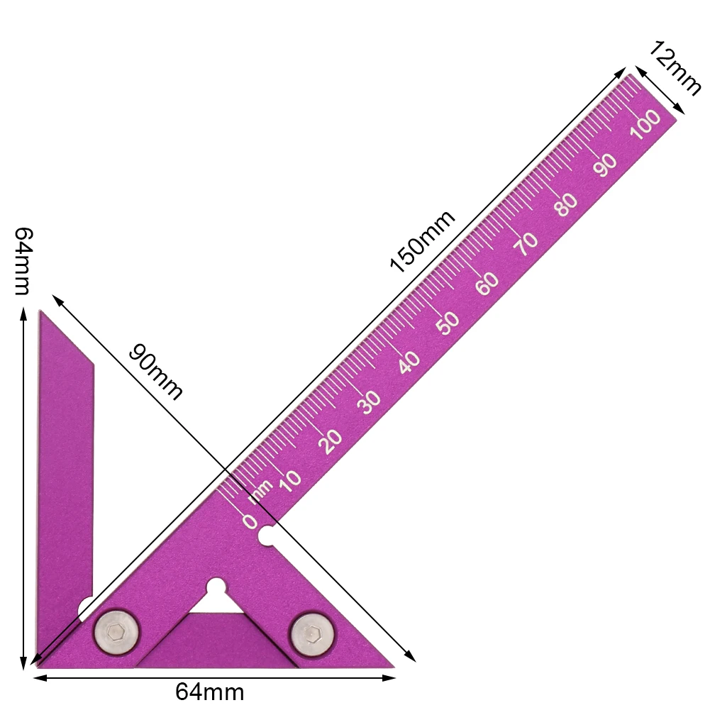 Triangle Ruler Scriber Gauge Center Scribe Measuring Tool Center Finder Woodworking Line Caliber 45/90Degree Right Angle Line