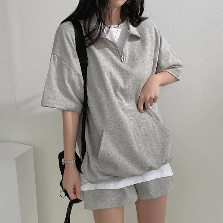 Women Casual Short Sleeves Korean 2 Piece Shorts Sets 2024 New Y2k Outdoor Laple T-shirt Shorts Suits Fashion Female Clothing