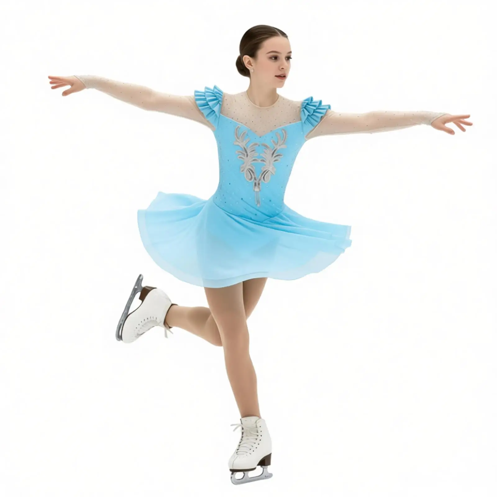 

Женские купальники для художественной гимнастики, фигурного катания, балета и лирического танца с пайетками, аппликациями и стразами