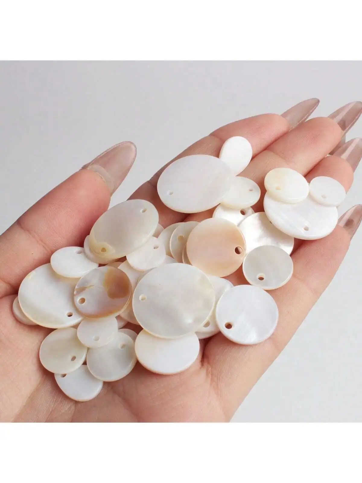 20PCS One Hole Round Shell Pieces, DIY Bracelet Necklace Accessories