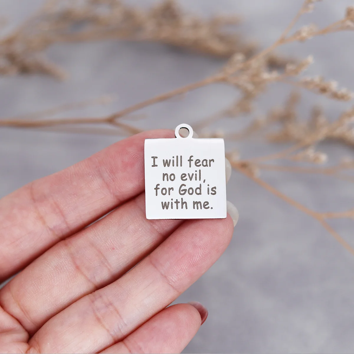 3pcs Stainless Steel I Will Fear No Evil for God Is with Me Laser Engraved Charm for Jewelry Making DIY Necklace Bracelets