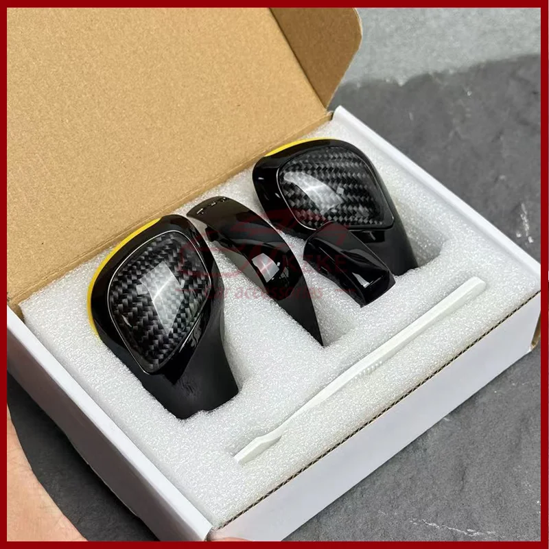 مناسبة لغطاء جانبي بمقبض ناقل الحركة من ألياف الكربون لسيارة Volkswagen Golf 6 7 R #2