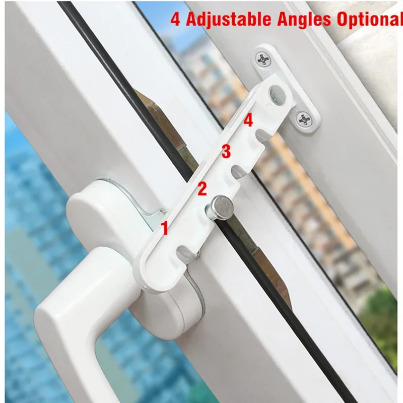 2024 New Window Limiter Latch Position Stopper Casement Wind Brace Home Security Door Windows Sash Lock Child Safety Protection