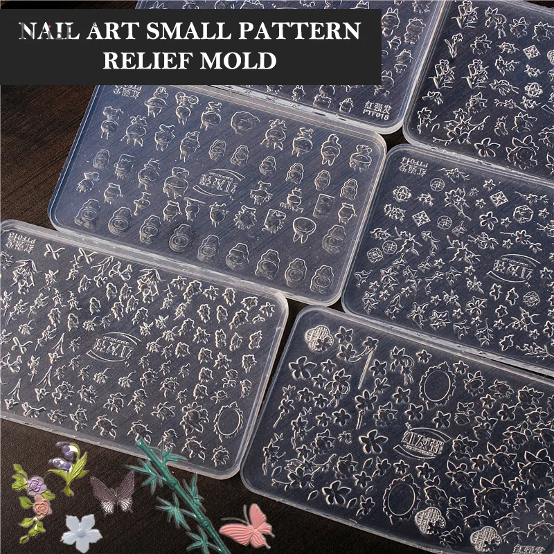 Stampo per unghie in silicone modello cartone animato decorazioni per nail art fiore fai da te design in rilievo modello per nail art strumenti per manicure stereoscopici